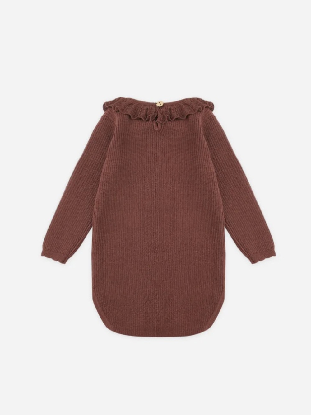 Rylee + Cru Ruffle Collar Bodysuit Burgundy 6-12M Baby Girl Knit One Piece - Picture 2 of 6